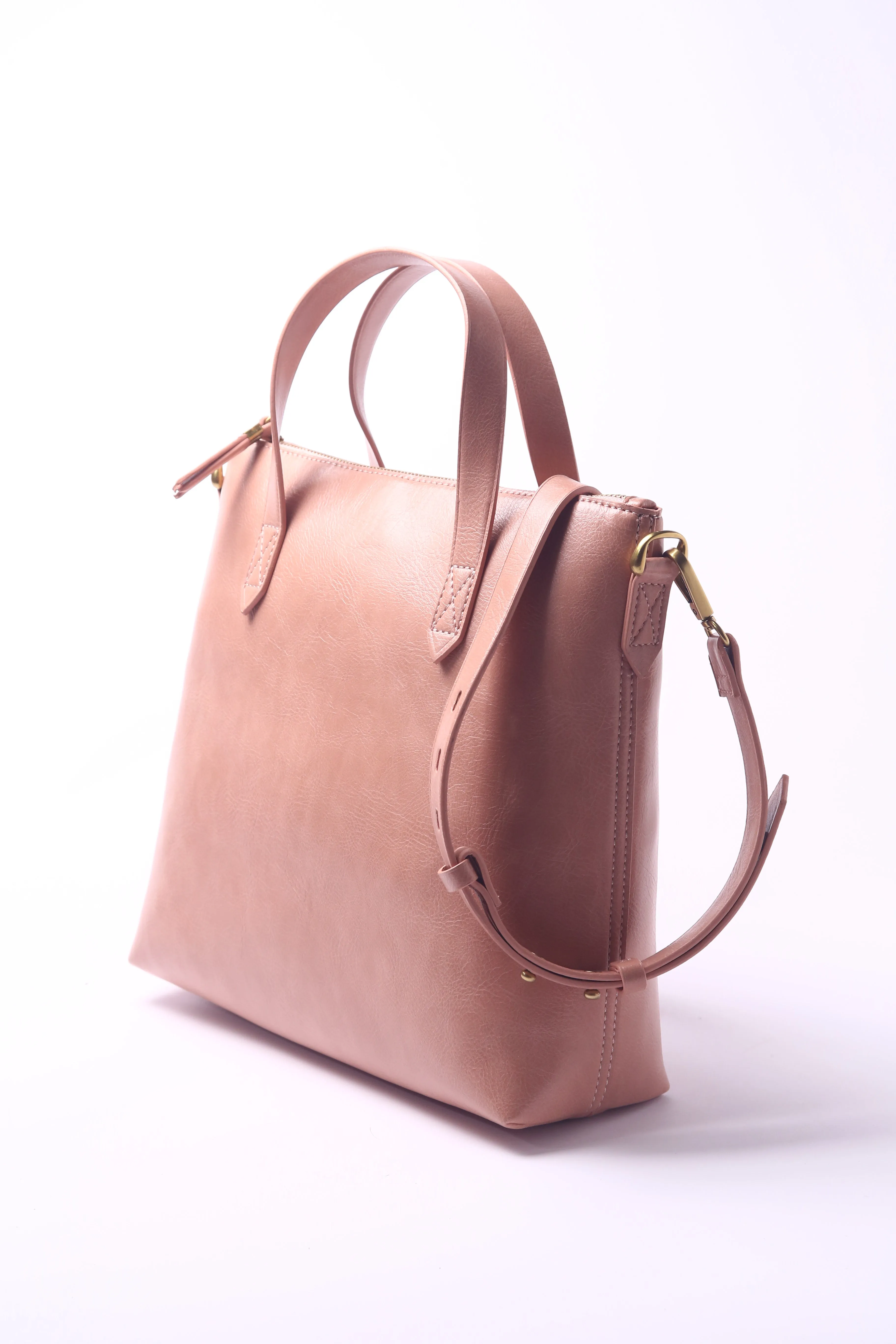 Dusty Pink PU Vegan Materials Large Tote Bag