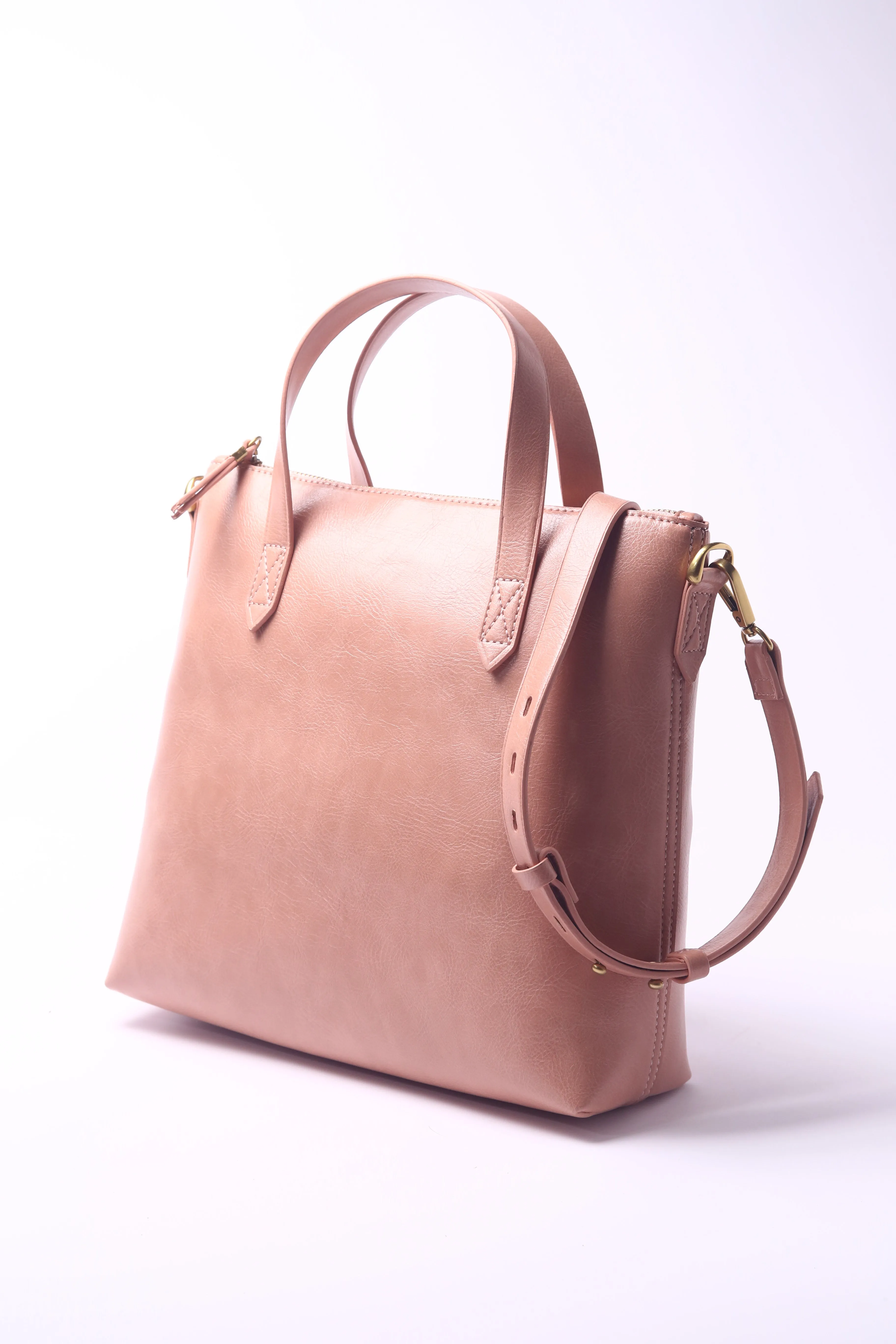 Dusty Pink PU Vegan Materials Large Tote Bag