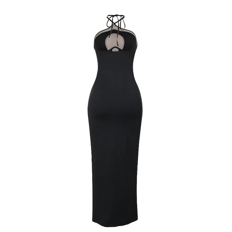 Elegant Color Block Cutout Lace Sexy Party Dress