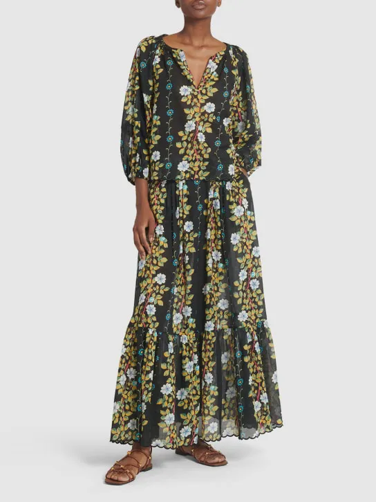 Etro   Printed cotton high rise midi skirt 