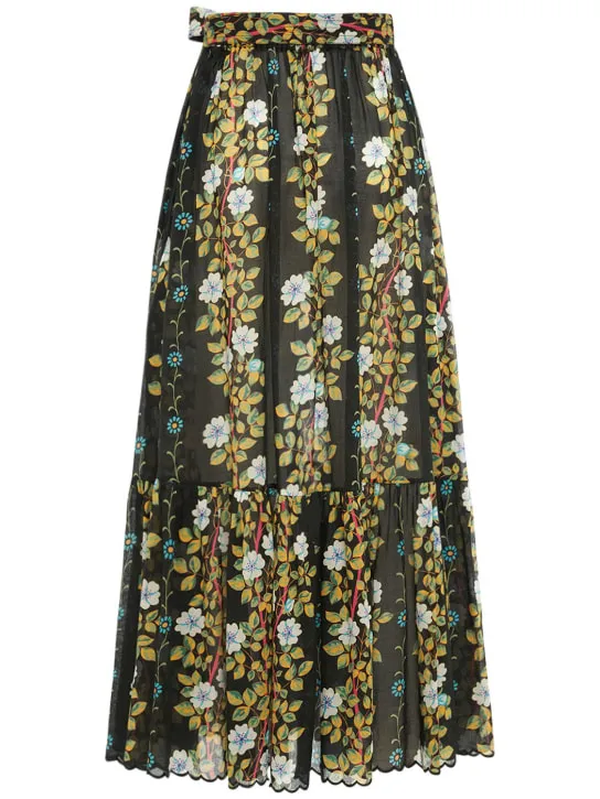 Etro   Printed cotton high rise midi skirt 