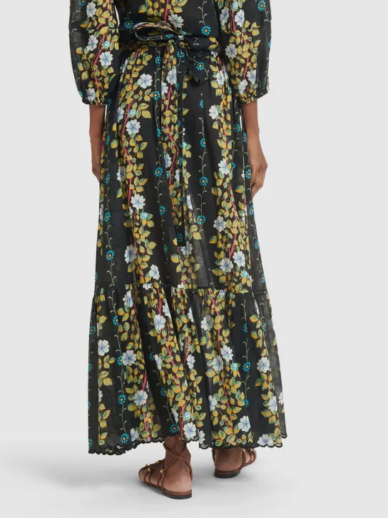 Etro   Printed cotton high rise midi skirt 