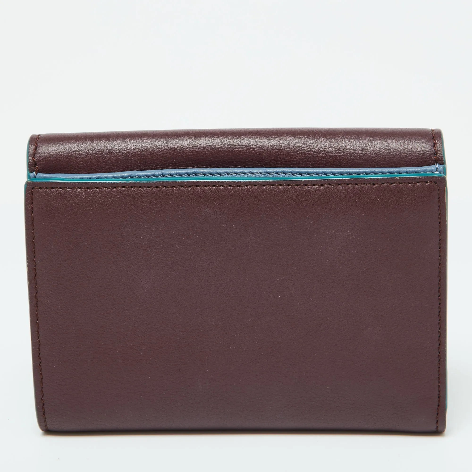 Fendi Burgundy Leather Peekaboo Trifold Wallet