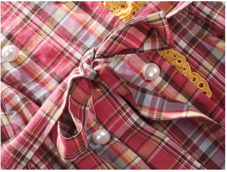 JAM PRINCESS RUFFLE COLLAR CHECK SMOCK DRESS IN RED
